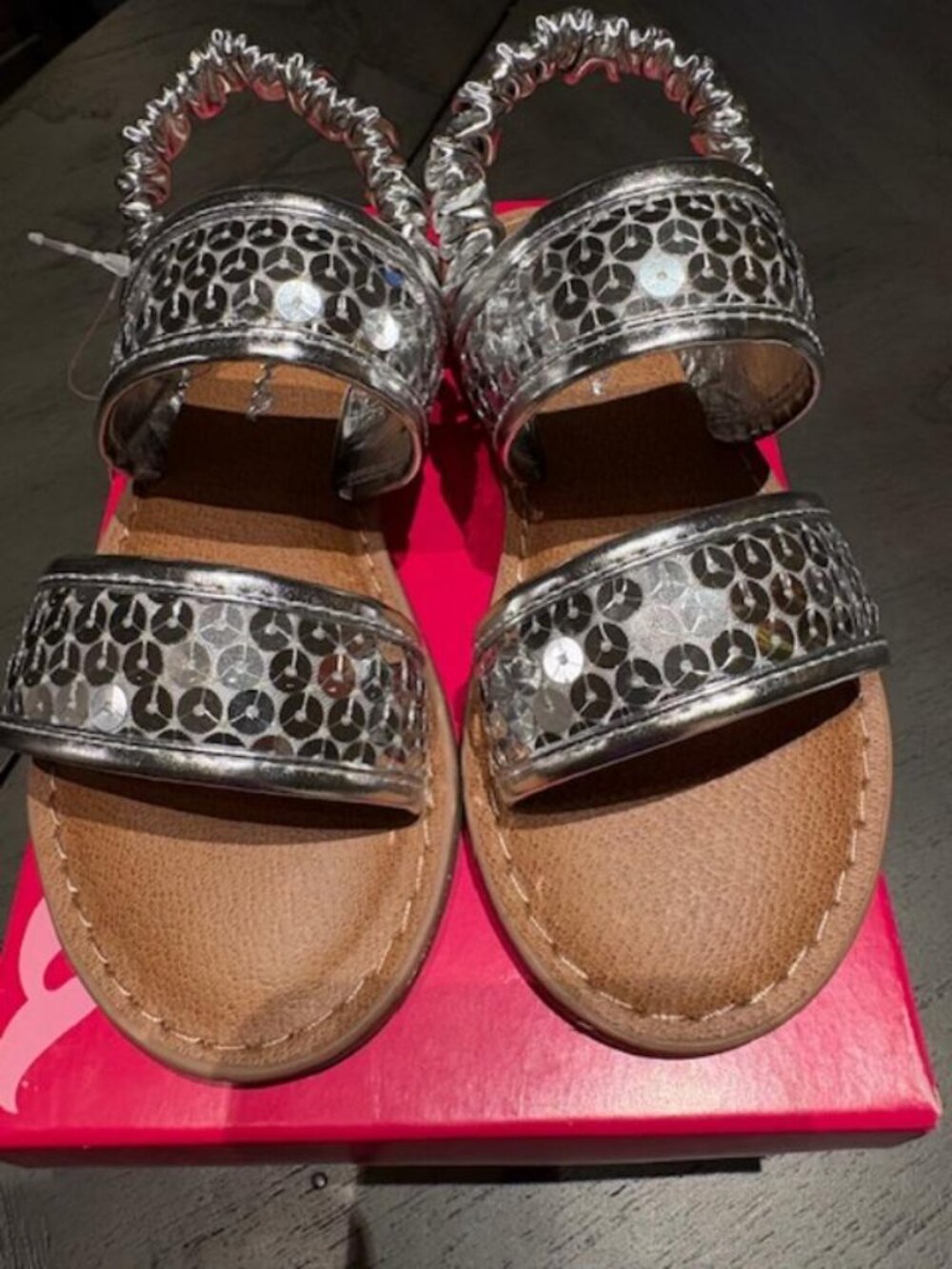Girls Kids Nina Cia Silver Sequin Sandals Size 11M NIB Pretty Easy On Shiny Cute